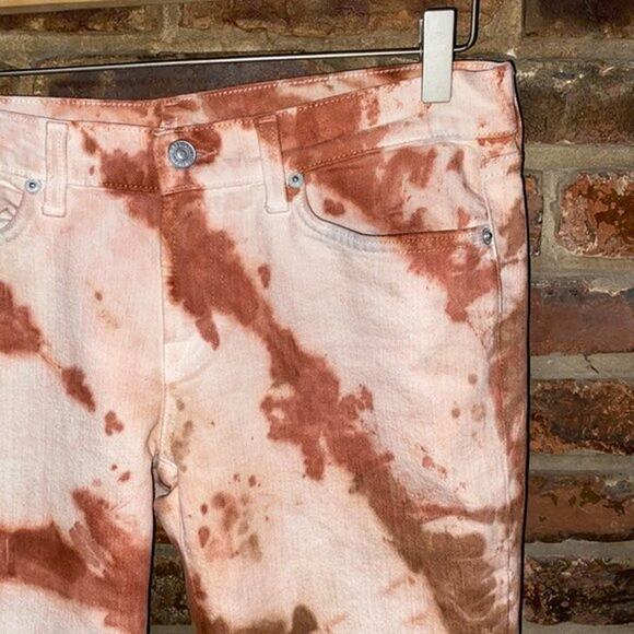 7 For All Mankind Brown Custom Tie Dye Skinny Jeans Women's Size 30 - Picture 3 of 11